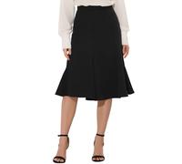 Allegra K Donna Gonna Longuette Svasata per Gonne Eleganti A Vita Alta con Cerniera Laterale Nero XS