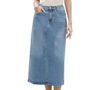 Allegra K Donna Gonna Lunga in Denim con Spacco sul Retro