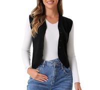 Allegra K Donna Maglione Gilet Scollo A V Corto Senza Maniche Cardigan con Bottoni Canotte Lavorate A Maglia Casual da Lavoro Nero XL