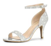 Allegra K Donna Sandali con Tacco a Spillo con Cinturino alla Caviglia Glitter D'argento 38.5