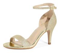 Allegra K Donna Sandali con Tacco a Spillo con Cinturino alla Caviglia Glitter Oro 40