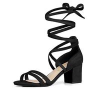 Allegra K Donna Sandali Stringati con Tacco Blocco a Punta Aperta Colore Nero 41