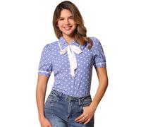 Allegra K Donna Top a Maniche Corte con Colletto alla Peter Pan a Pois Viola Chiaro XS