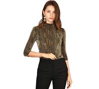Allegra K Donna Top Festa con Paillettes Metalliche Maniche a 3/4