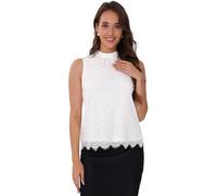 Allegra K Donna Top in Pizzo Senza Maniche, Collo Alto, Elegante, Casual, Camicetta Bianca M