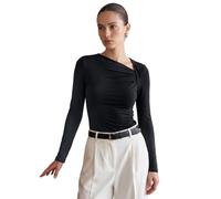 Allegra K Donna Top Scollo Asimmetrico Maniche Lunghe Bodycon