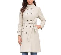 Allegra K Donna Trench Doppiopetto Elegante Capospalla Invernale a Maniche Lunghecon Tasche Beige M