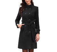 Allegra K Donna Trench Doppiopetto Elegante Capospalla Invernale a Maniche Lunghecon Tasche Nero L