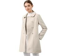 Allegra K Donne Cappotto Doppiopetto Inverno Manica Lunga Trench Con Peter Pan Collo Casual Beige M
