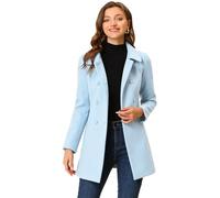 Allegra K Donne Cappotto Doppiopetto Inverno Manica Lunga Trench Con Peter Pan Collo Casual Blu M