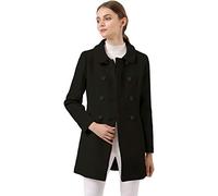 Allegra K Donne Cappotto Doppiopetto Inverno Manica Lunga Trench Con Peter Pan Collo Casual Nero M