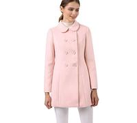 Allegra K Donne Cappotto Doppiopetto Inverno Manica Lunga Trench Con Peter Pan Collo Casual Rosa M