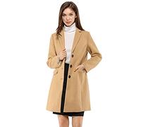 Allegra K Donne Cappotto Manica Lunga Monopetto Bavero Dentellato Petto Singolo Body Elegante Festa di San Patrizio marroni 3XL