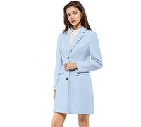 Allegra K Donne Cappotto Manica Lunga Monopetto Bavero Dentellato Petto Singolo Body Elegante Festa di San Patrizio Blu XS