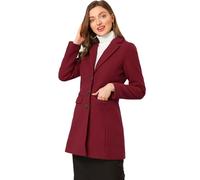 Allegra K Donne Cappotto Manica Lunga Monopetto Bavero Dentellato Petto Singolo Body Elegante Festa di San Patrizio Borgogna XS