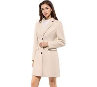 Allegra K Donne Cappotto Manica Lunga Monopetto Bavero Dentellato Petto Singolo Body Elegante Festa di San Patrizio Bianco crema L