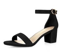 Allegra K Donne Scarpe Colore Contrasto Metà Sandali Tacco Blocco Cinturino Caviglia Nero 37