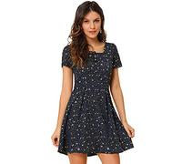 Allegra K Donne Stella Stampa Casual Quadrato Collo Corto Cannotto Dritto Abbigliamento Blu-Stelle L