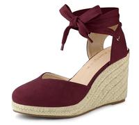 Allegra K Espadrillas da donna con zeppe chiuse Toe Sandali con zeppa, Borgogna, 38.5 EU
