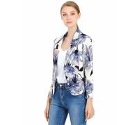 Allegra K Giacca Corta da Donna con Fodera a Contrasto Casual Aperto Aperto Stampa Floreale Bianco Blu-Floreale M
