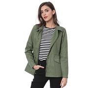 Allegra K Giacca multiuso leggera da donna per San Patrizio con coulisse in vita e tasche con patta, Verde, S