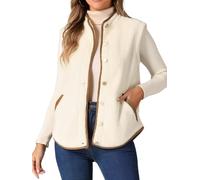 Allegra K Gilet in Pile da Donna Morbido Peluche con Tasche e Bottoni Giacche Senza Maniche Marrone Albicocca M