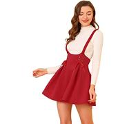 Allegra K Gonna da Donna a Vita Alta, con Lacci, Linea ad A, Mini Reggicalze, Rosso, M