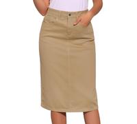 Allegra K Gonna in Jeans da Donna A Vita Alta Midi Gonna Denim Elasticizzate Vintage Cachi L