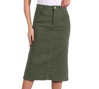 Allegra K Gonna in Jeans da Donna A Vita Alta Midi Gonna Denim Elasticizzate Vintage Verde Scuro L