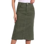 Allegra K Gonna in Jeans da Donna A Vita Alta Midi Gonna Denim Elasticizzate Vintage Verde Scuro XL