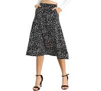 Allegra K Gonna Longuette da Donna A-Line con Stampa Floreale in Chiffon Vintage 2024 gonne estive, Nero, M