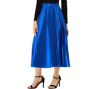 Allegra K - Gonna longuette da donna con elastico in vita metallizzato, lucido, a fisarmonica, Striper Ll Cvo Textured, M