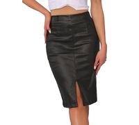 Allegra K Gonna Midi Metallizzata Donna Aderente con Spacco per Feste e Serate per Festa di Halloween Nero S