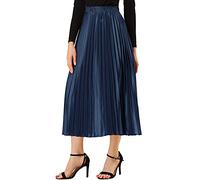 Allegra K Gonna Midi Pieghettata a Fisarmonica Lucida Elastica in Vita da Donna, Equalizer 2.0 True Balance, M
