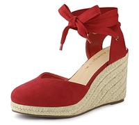 Allegra K - Sandali da donna con tacco a cuneo, Rosso (Rosso), 37 EU