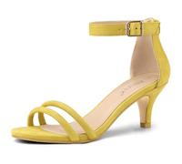 Allegra K Sandali da donna con tacco a gattino e cinturino alla caviglia, Giallo, 39.5 EU