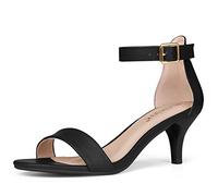 Allegra K Sandali da donna con tacco a gattino e cinturino alla, Nero, 40 EU