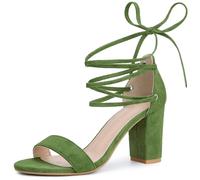 Allegra K Sandali da donna con tacco alto e cinturino, Verde oliva, 39 EU