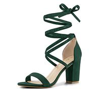 Allegra K Sandali da donna con tacco alto grosso e punta aperta, Verde, 40 EU
