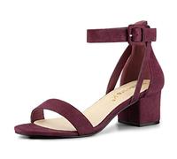 Allegra K Sandali da donna con tacco basso e cinturino alla caviglia, Borgogna, 39 EU