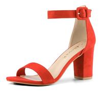 Allegra K - Sandali da donna con tacco grosso, fibbia e cinturino alla caviglia, Arancione (Arancione), 38 EU