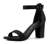 Allegra K - Sandali da donna con tacco grosso, fibbia e cinturino alla caviglia, Nero (Nero), 41 EU