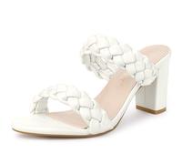 Allegra K Sandali da donna con tacco intrecciato Slip on Chunky Heel Slide Sandali, bianco, 38 EU