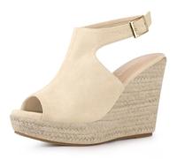 Allegra K Sandali da donna con zeppa e zeppa con zeppa e slingback, Beige, 41 EU