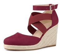 Allegra K Sandalo con zeppa e zeppa con plateau espadrillas da donna Borgogna 37