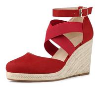 Allegra K Sandalo con zeppa e zeppa con plateau espadrillas da donna rosso 38