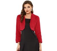 Allegra K - Scaldacuore da donna per Natale, sera, matrimonio, abito da sera in pelliccia sintetica soffice, bolero formale, Rosso, L