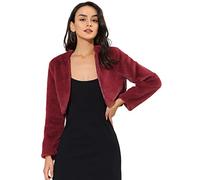 Allegra K - Scaldacuore da donna per Natale, sera, matrimonio, abito da sera in pelliccia sintetica soffice, bolero formale, Rosso vinaccia, S