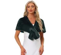 Allegra K Scialle in finta pelliccia per donne, per feste serali, matrimoni, invernali, da sposa, Verde scuro, M