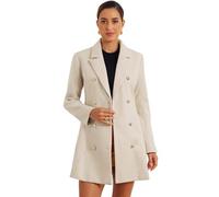 Allegra K Soprabito Invernale da Donna per Cappotti Doppiopetto Cappotti con Risvolto Classico Beige L
